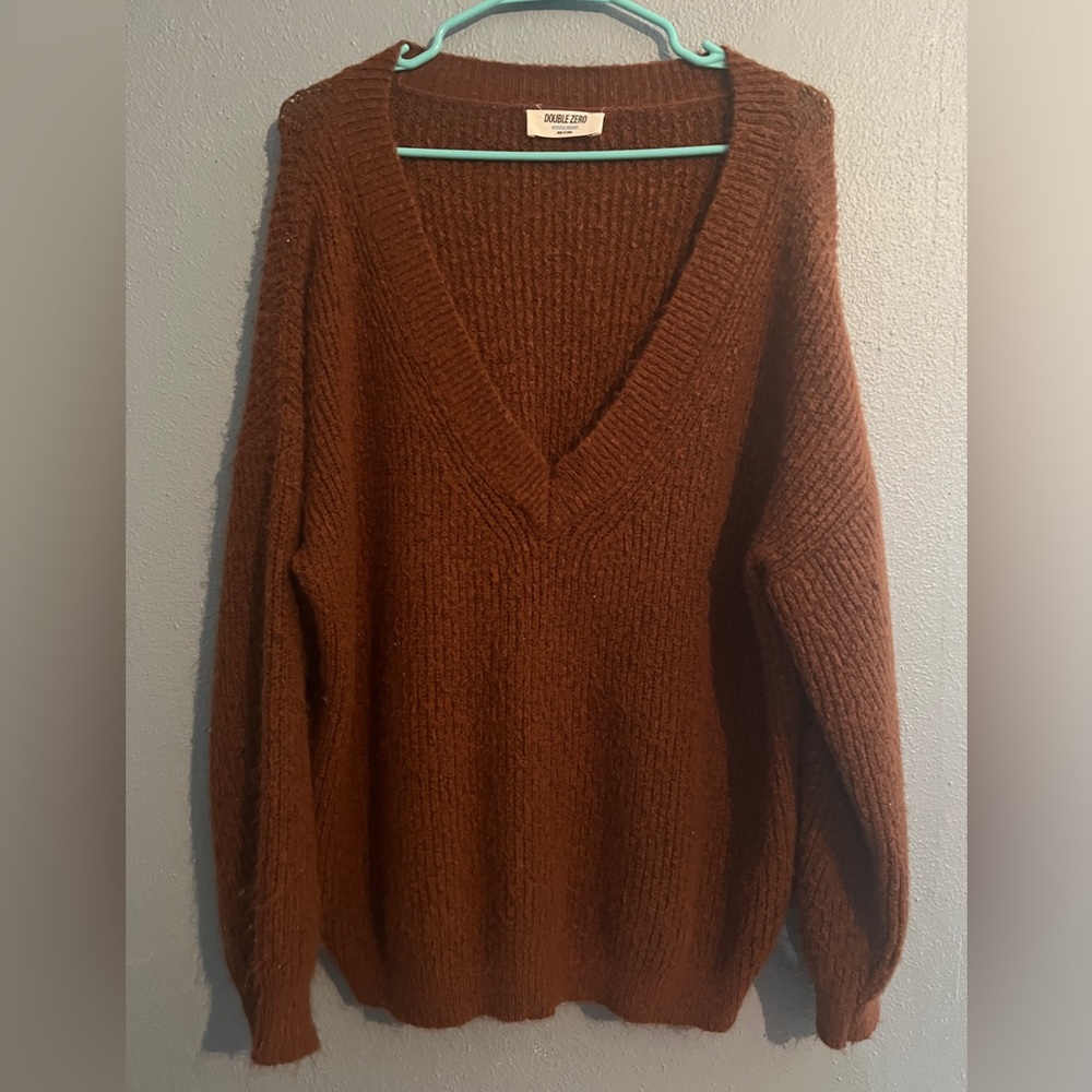 Double Zero brown tunic v-neck sweater